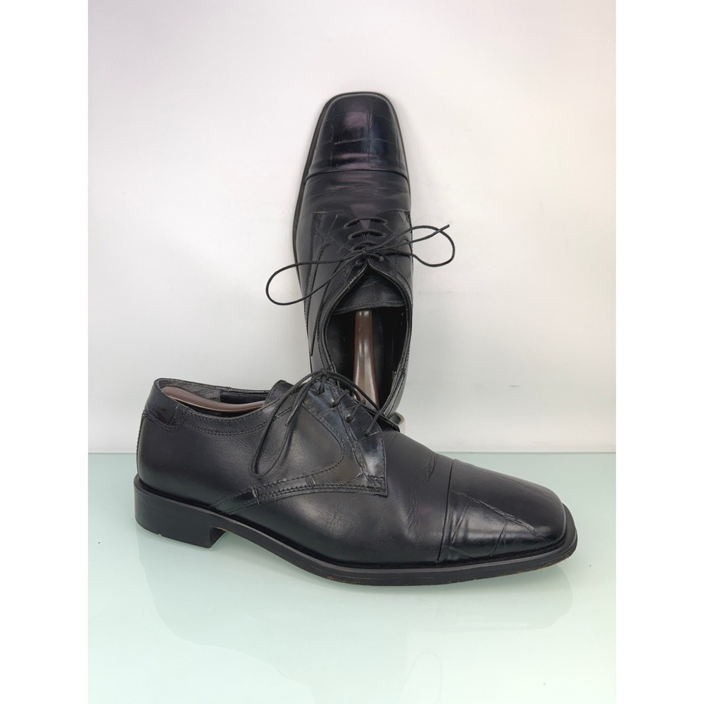 Stacy Adams‎ Tedesco Black Exotic Leather Cap Toe Oxford Dress Shoes 9M Redzone
